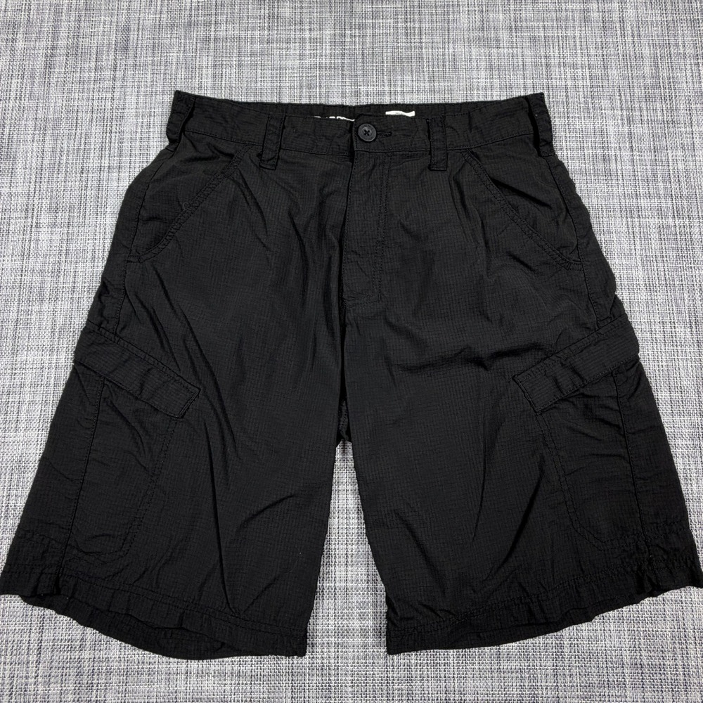 Realtree Mens Cargo Shorts Size 30 Black Nylon Ripstop Outdoor Hiking Utility